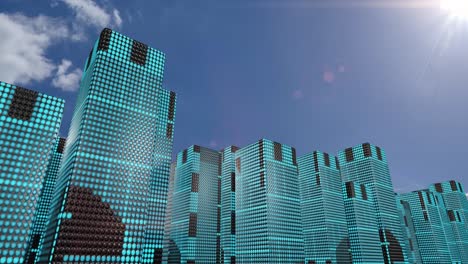 Rascacielos-LED-Desplazamiento-Gráficos-Edificios-Ciudad-4k